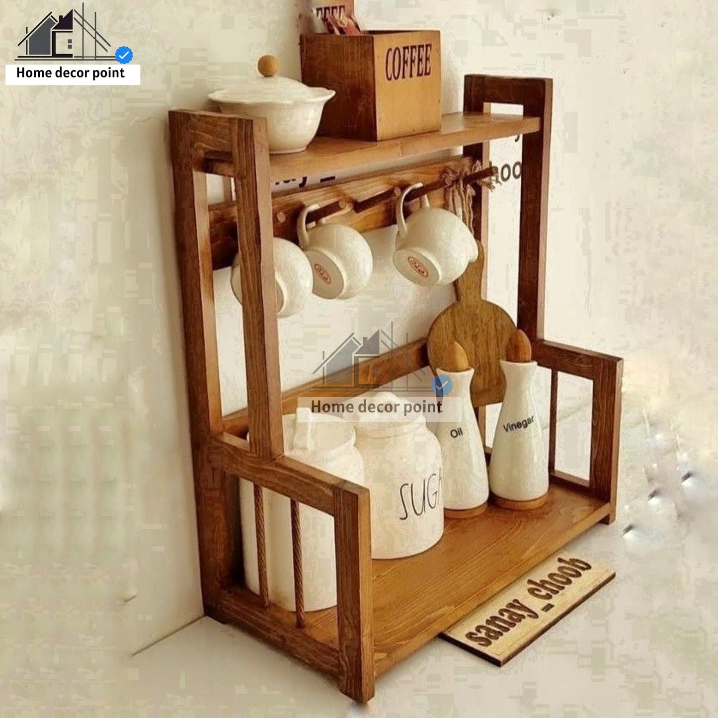 Wooden modern kitchen organizer
