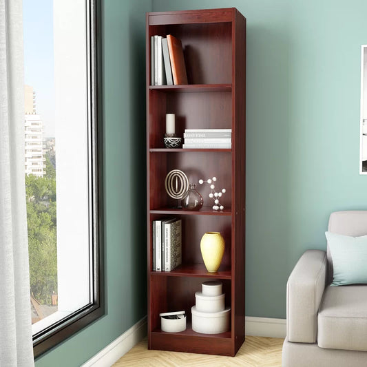 5-Shelf Narrow Bookcase Pure Mehugoni Wooden